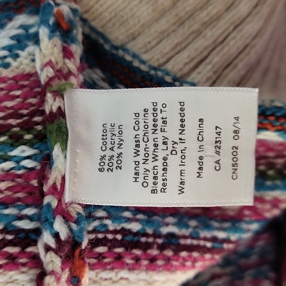 🛍Talbots Womens Large Colorful Fair Isle Striped Long‎ Sleeve Crew Neck Sweater - Picture 4 of 6